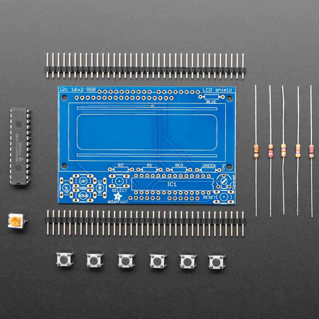 Adafruit I2C Controlled + Keypad Shield Kit for 16x2 LCD