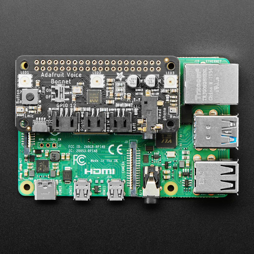 Adafruit Voice Bonnet for Raspberry Pi - Two Speakers + Two Mics - Image 5