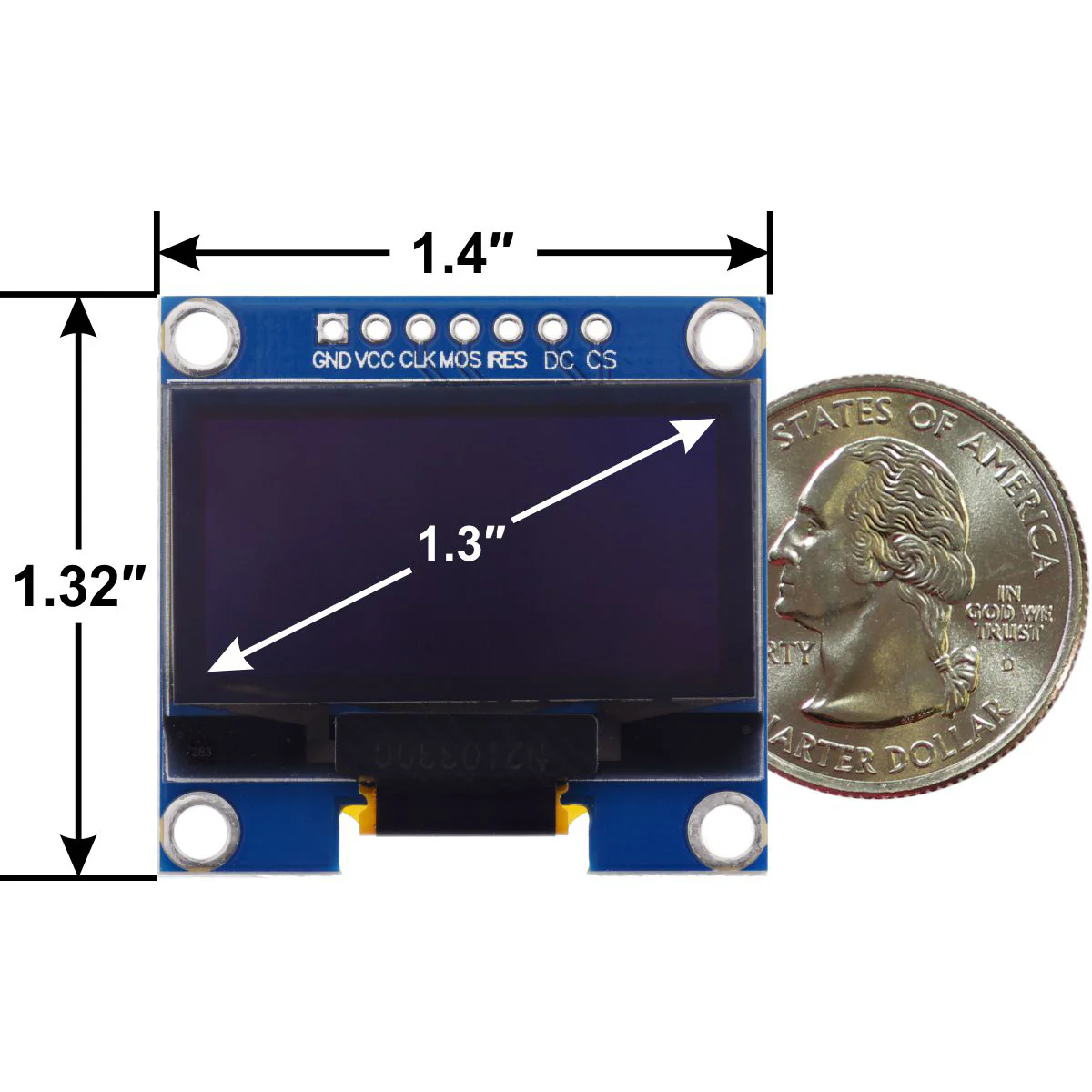 Graphical OLED Display: 128x64, 1.3", White, SPI - Image 3