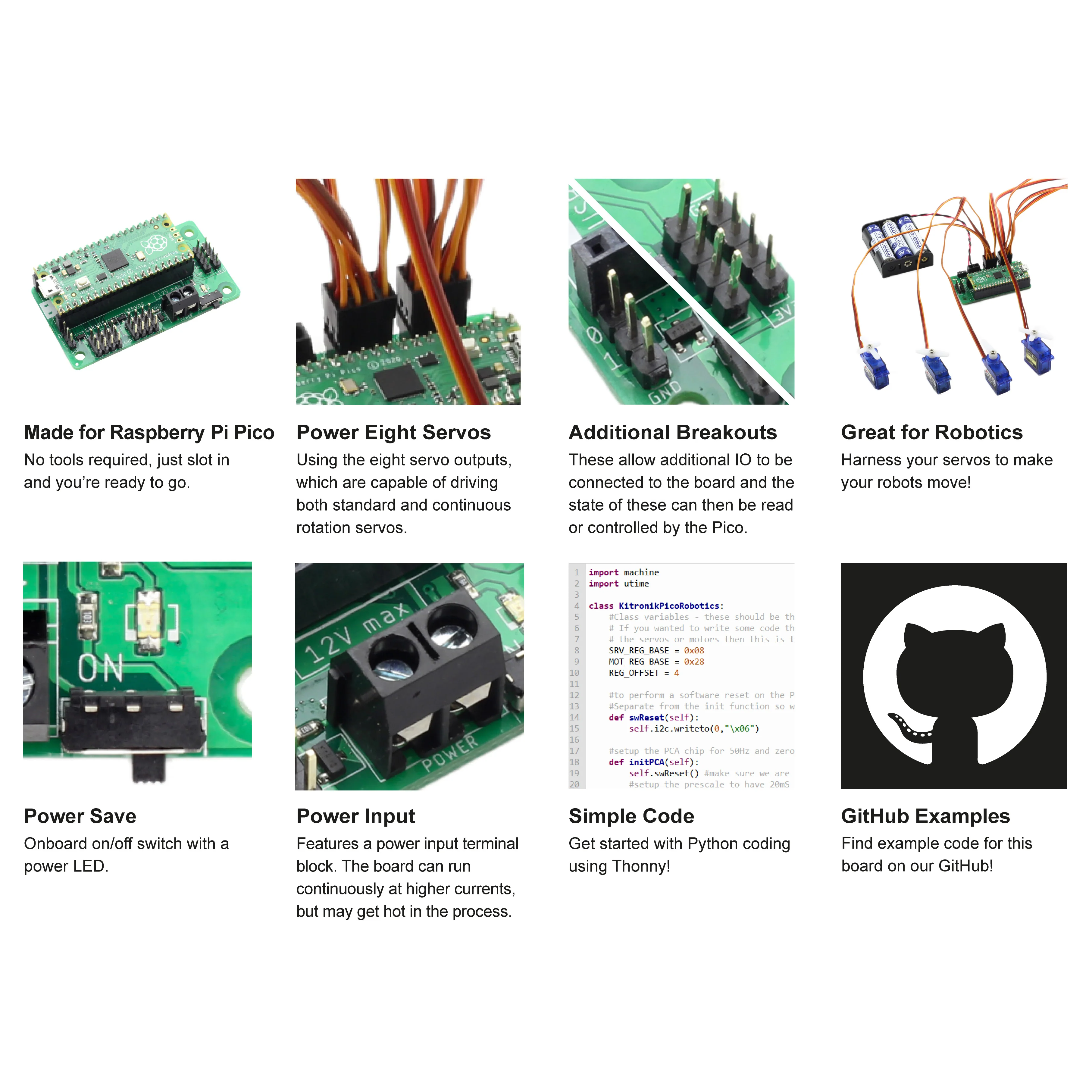 Kitronik Simply Servos Board for Raspberry Pi Pico - Image 4