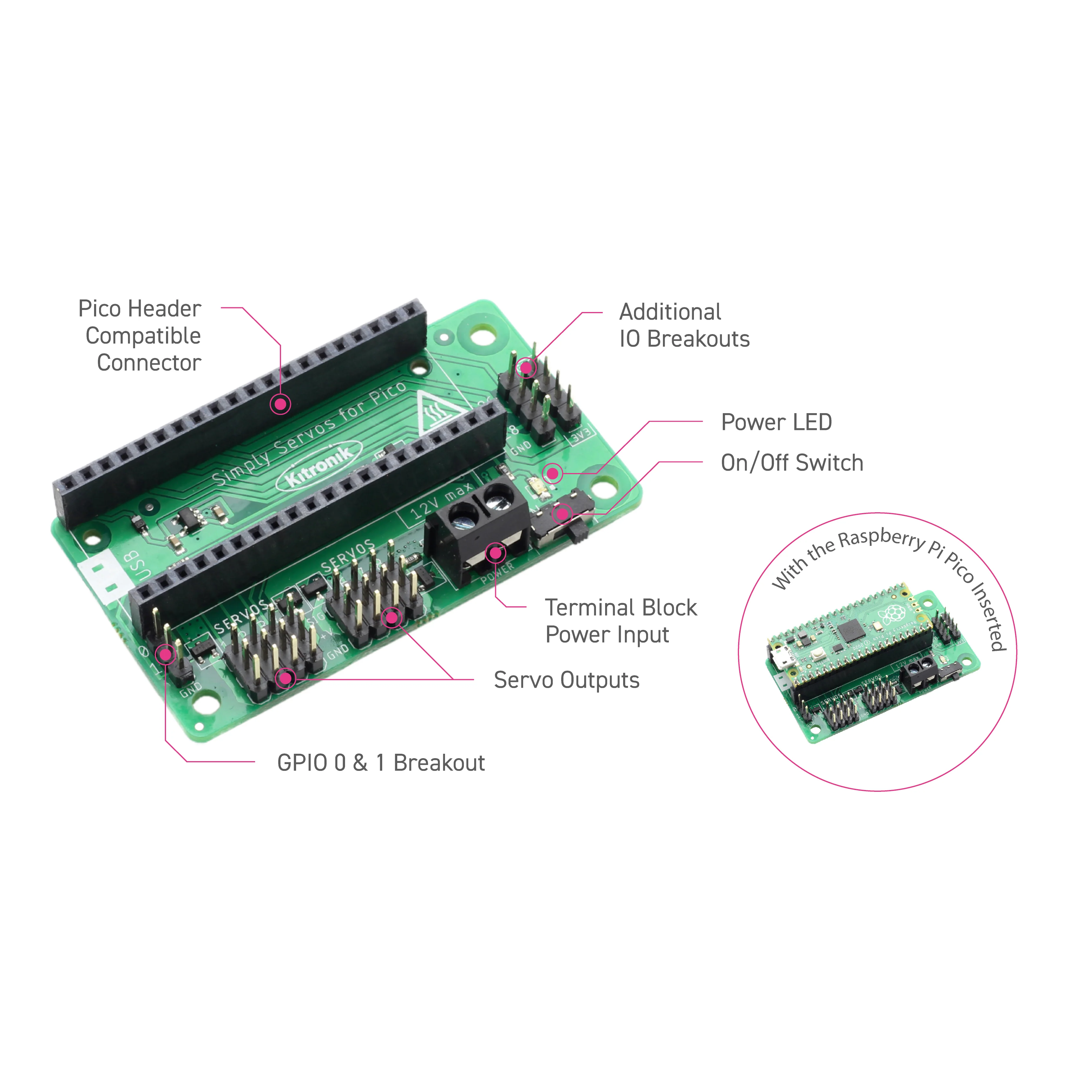 Kitronik Simply Servos Board for Raspberry Pi Pico - Image 5