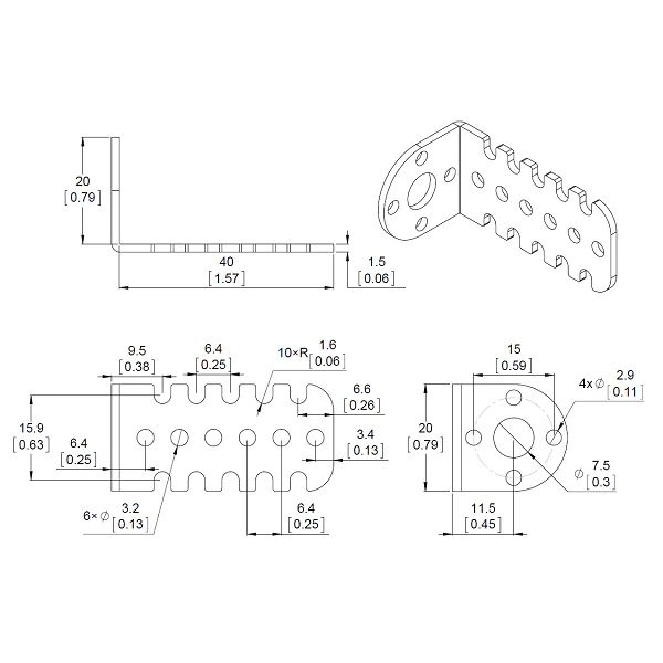 Pololu 20D mm Metal Gearmotor Bracket Pair - Image 3