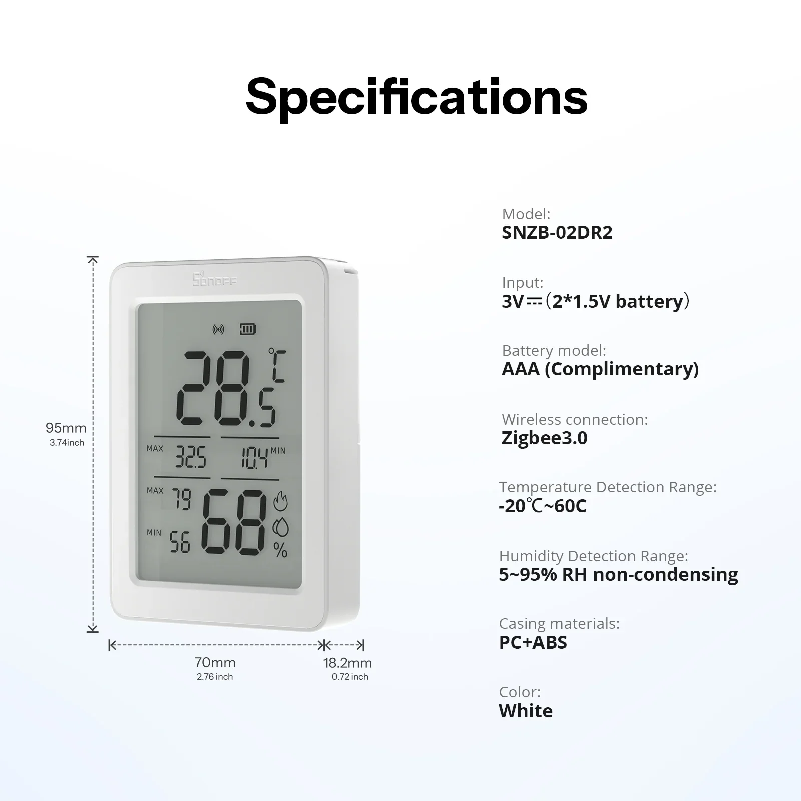 Sonoff AirGuard TH Zigbee Temperature and Humidity Sensor with 3.6'' LCD - Image 9
